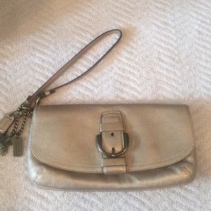 Coach gold clutch handbag